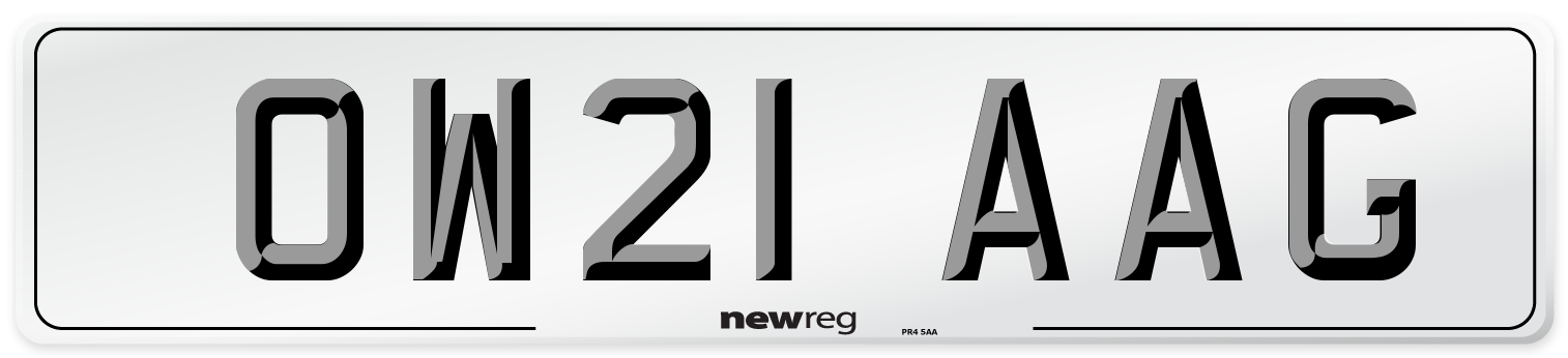 OW21 AAG Number Plate from New Reg